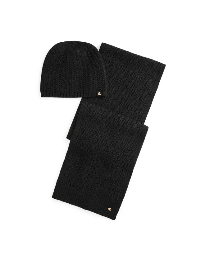 Σετ Κασκόλ και Σκούφος · Μαύρο