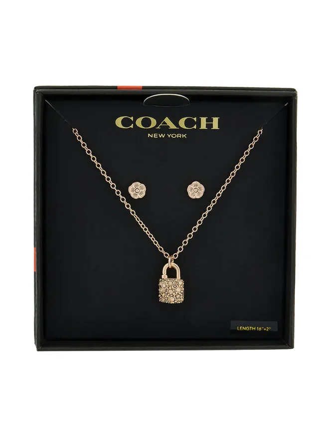 Σετ κολιέ και σκουλαρίκια · Ροζ χρυσό · Μέταλλο, Γυαλί