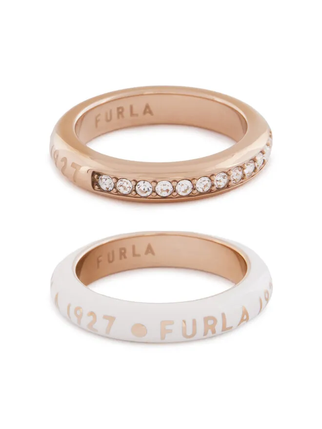 Furla Σετ 2 δαχτυλιδιών · Ροζ χρυσό · Σνοξείδωτος χάλυβας, Γυαλί, Ρητίνη κοσμήματος