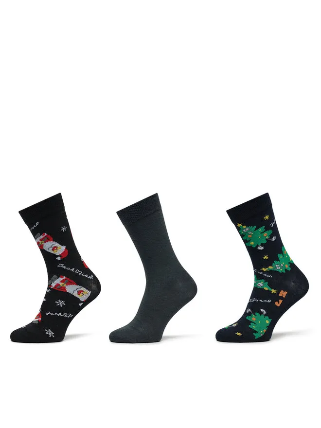 Jack&Jones Junior Σετ ψηλές κάλτσες παιδικές 3 τεμαχίων · Μαύρο