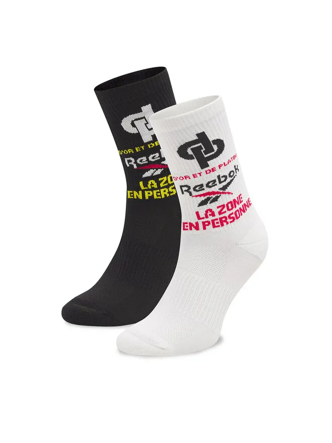 Reebok Σετ 2 ζευγάρια ψηλές κάλτσες unisex · Μαύρο