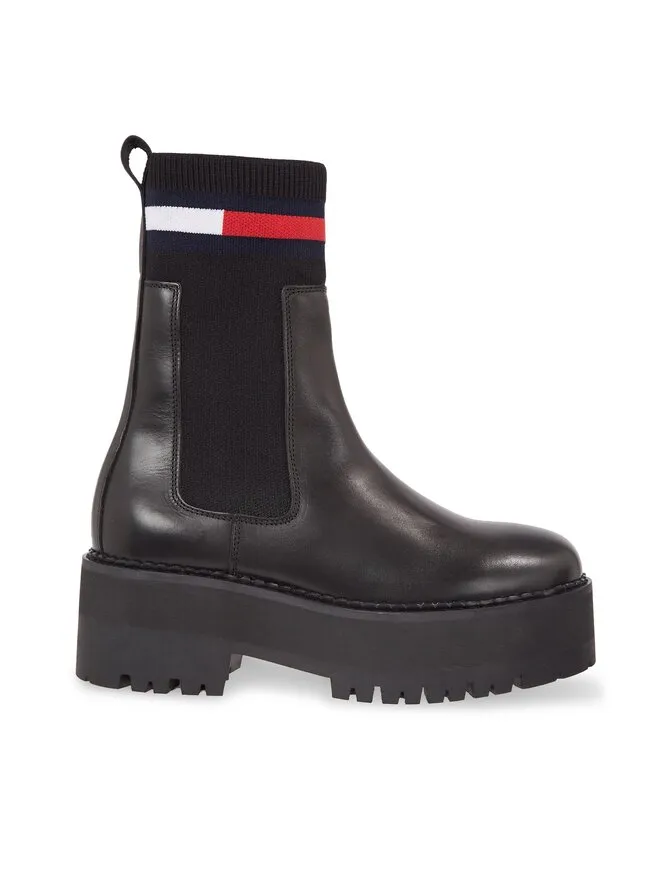 Tommy Jeans Μποτάκια με λάστιχο · Μαύρο