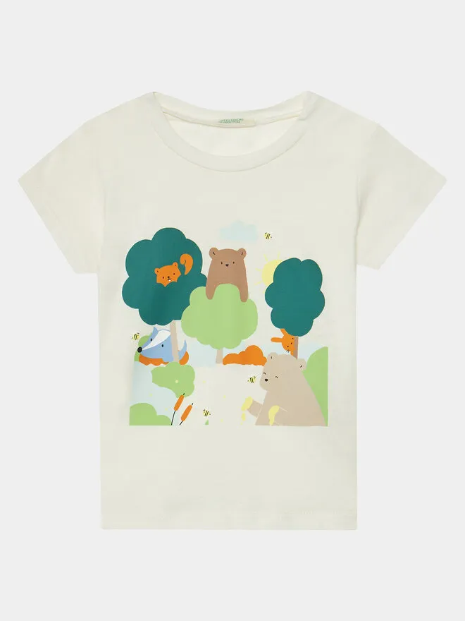United Colors Of Benetton T-Shirt · Εκρού