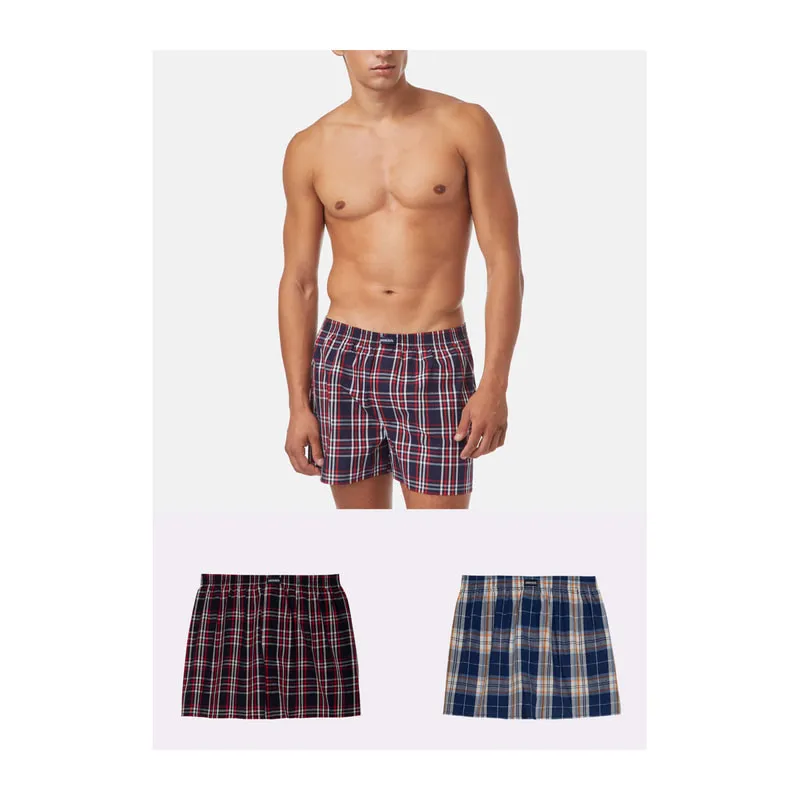 Μπόξερ ποπλίνα καρό σε άνετη γραμμή 2 pack