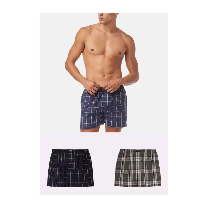 Μπόξερ ποπλίνα καρό σε άνετη γραμμή 2 pack