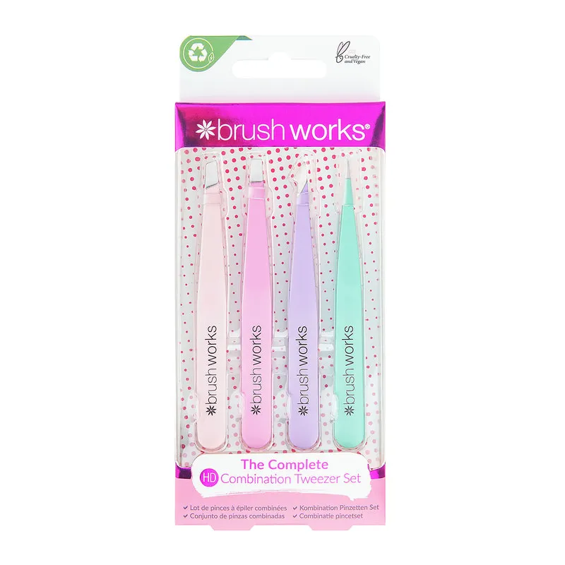 4 Piece Combination Tweezer Set - Pastels