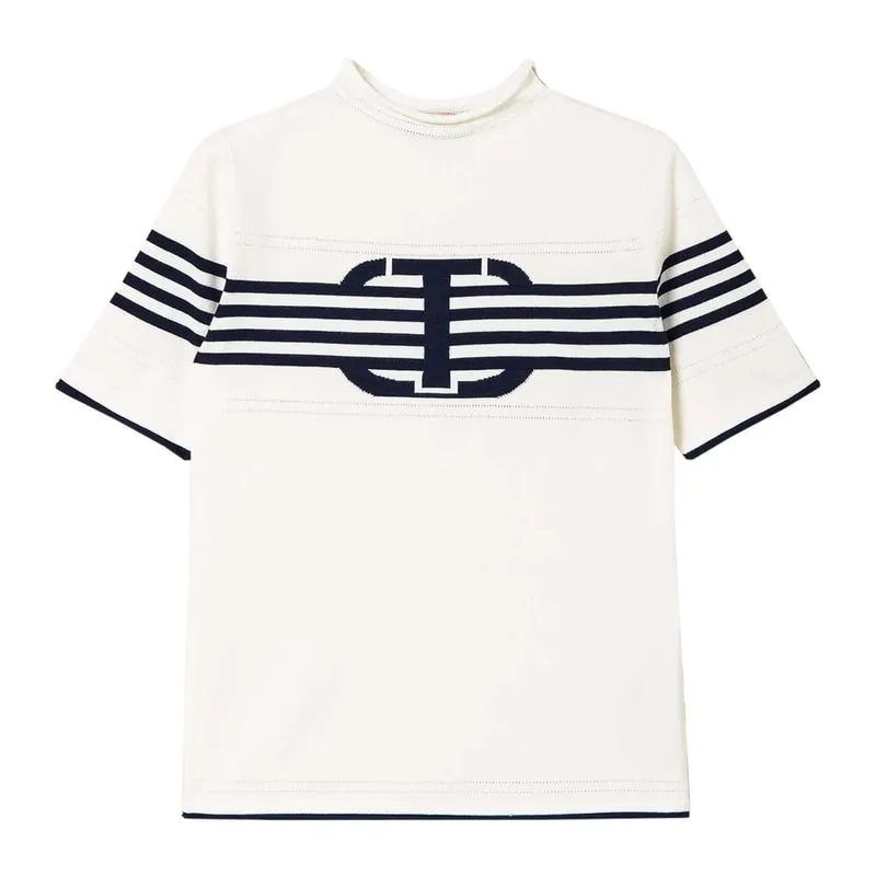 Womens short-sleeved knitted blouse