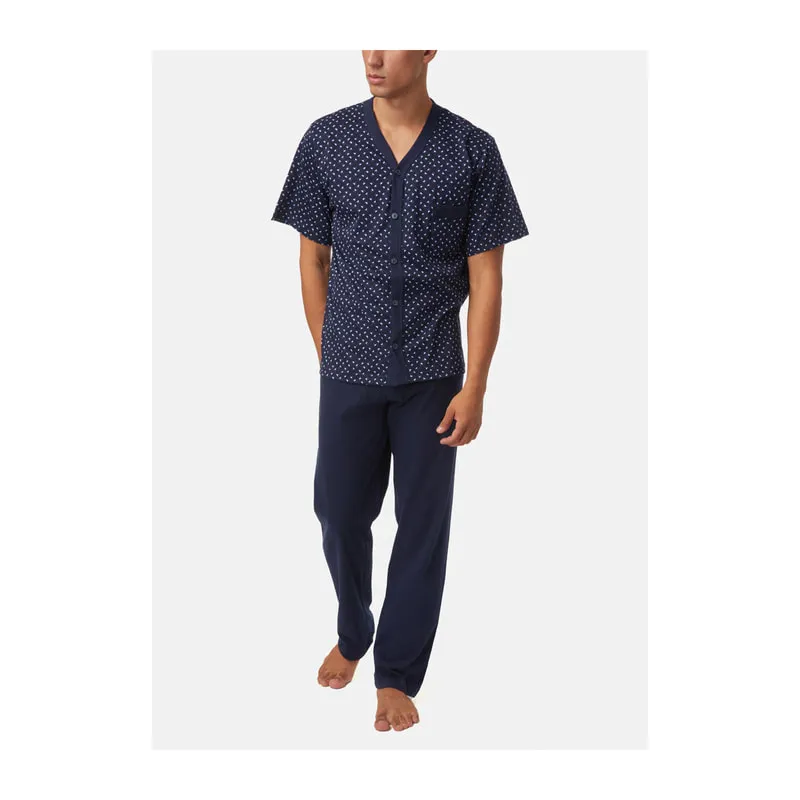 Short sleeve with buttons and long pants pyjama set