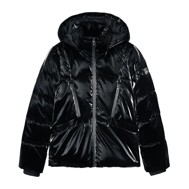 Shiny hooded jacket