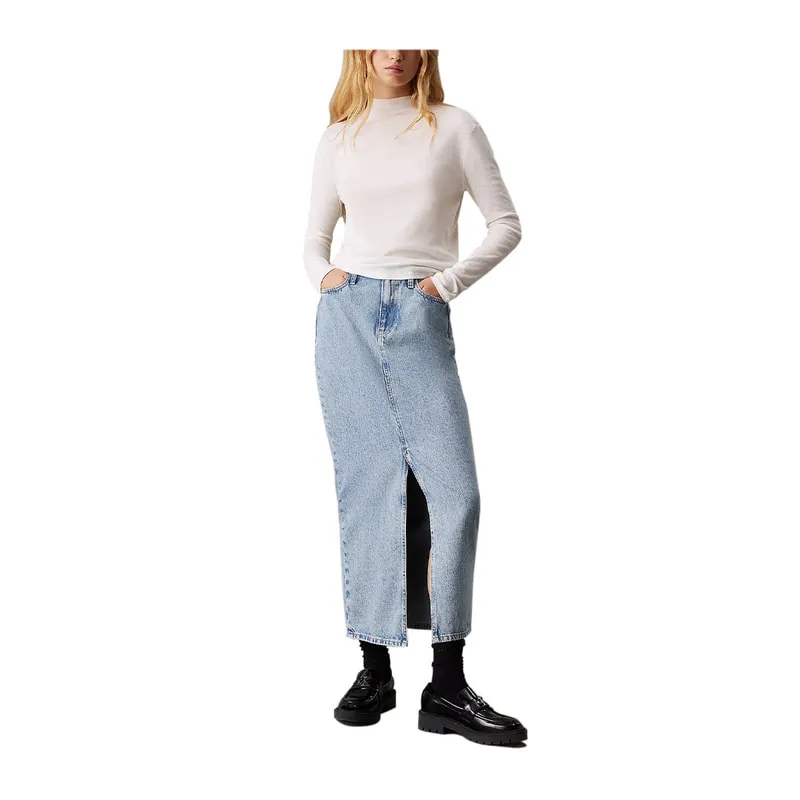 Long denim skirt