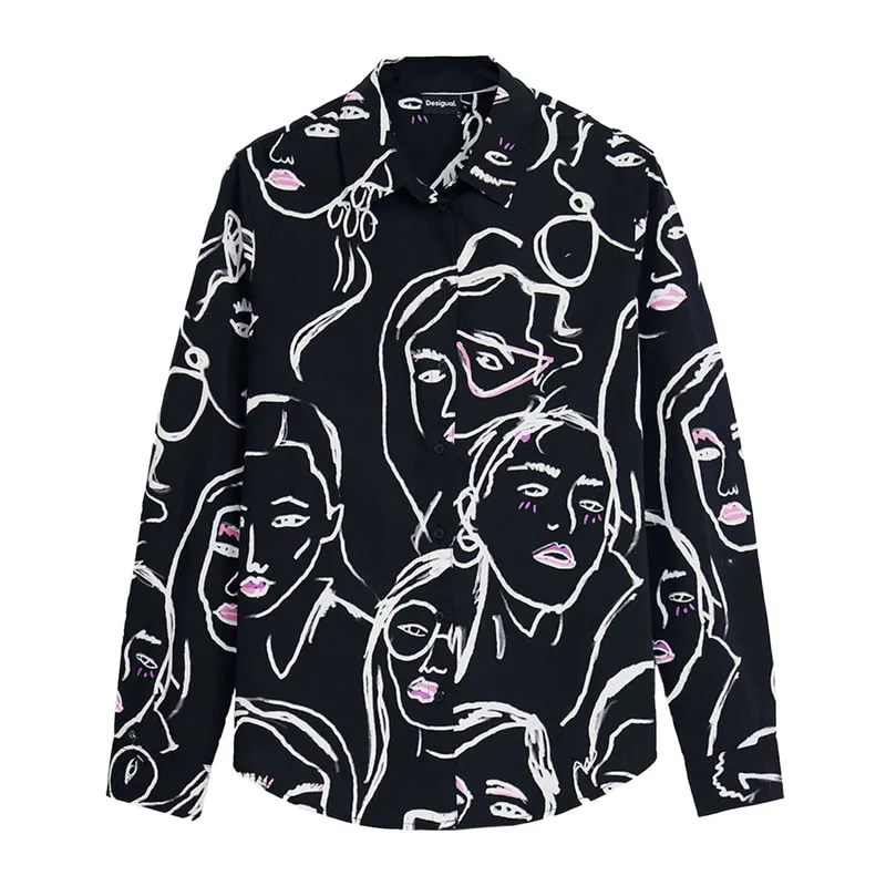 Shirt with patterned faces
