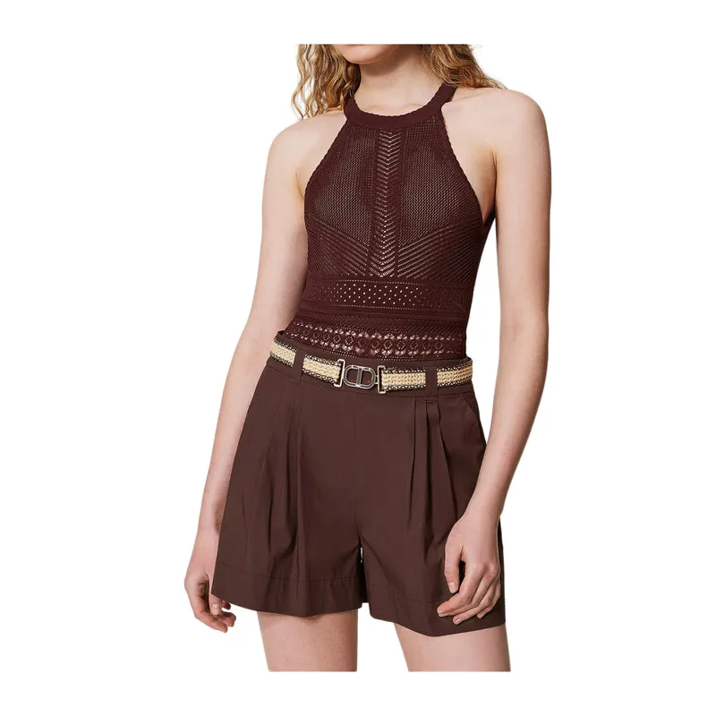 Knitted bodysuit with a variety of stitches