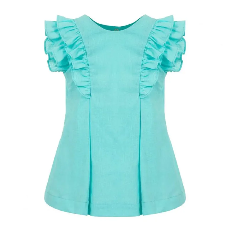 Dress for girls with ruffles on the sleeves