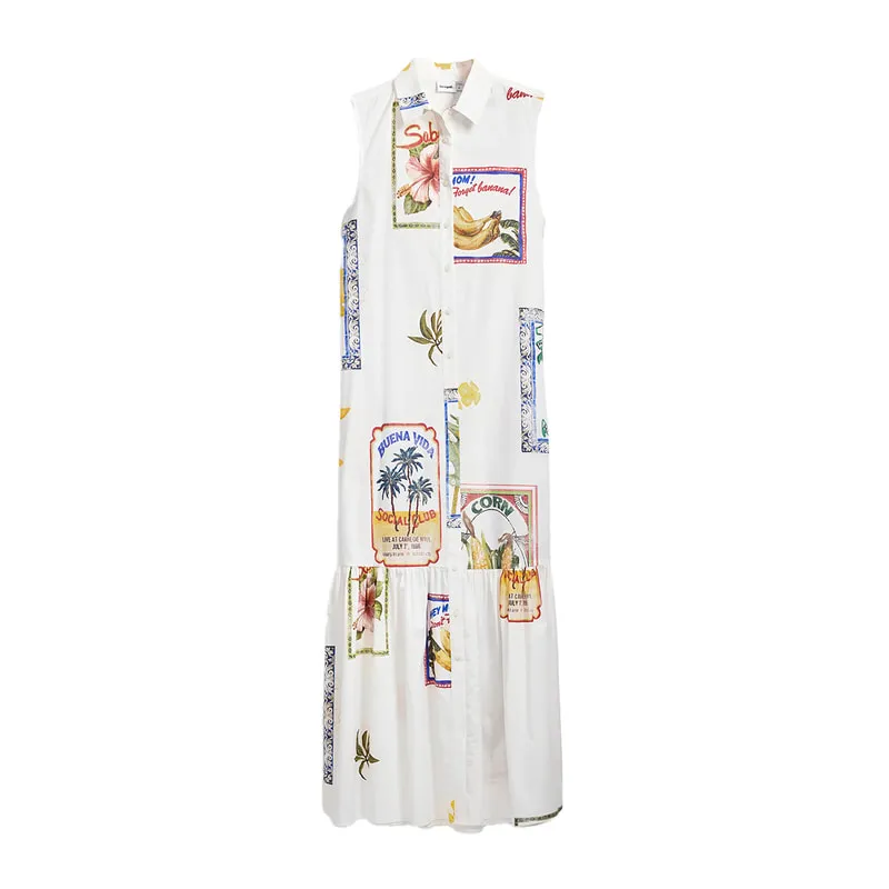 Sleeveless dress with collar