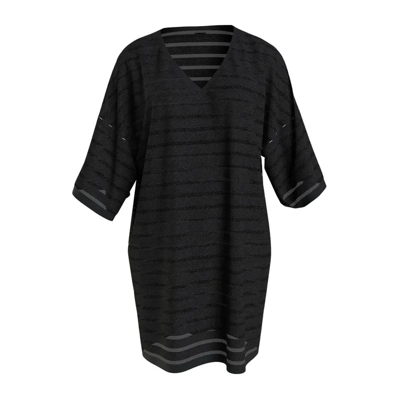Sheer stripe knit beach kaftan
