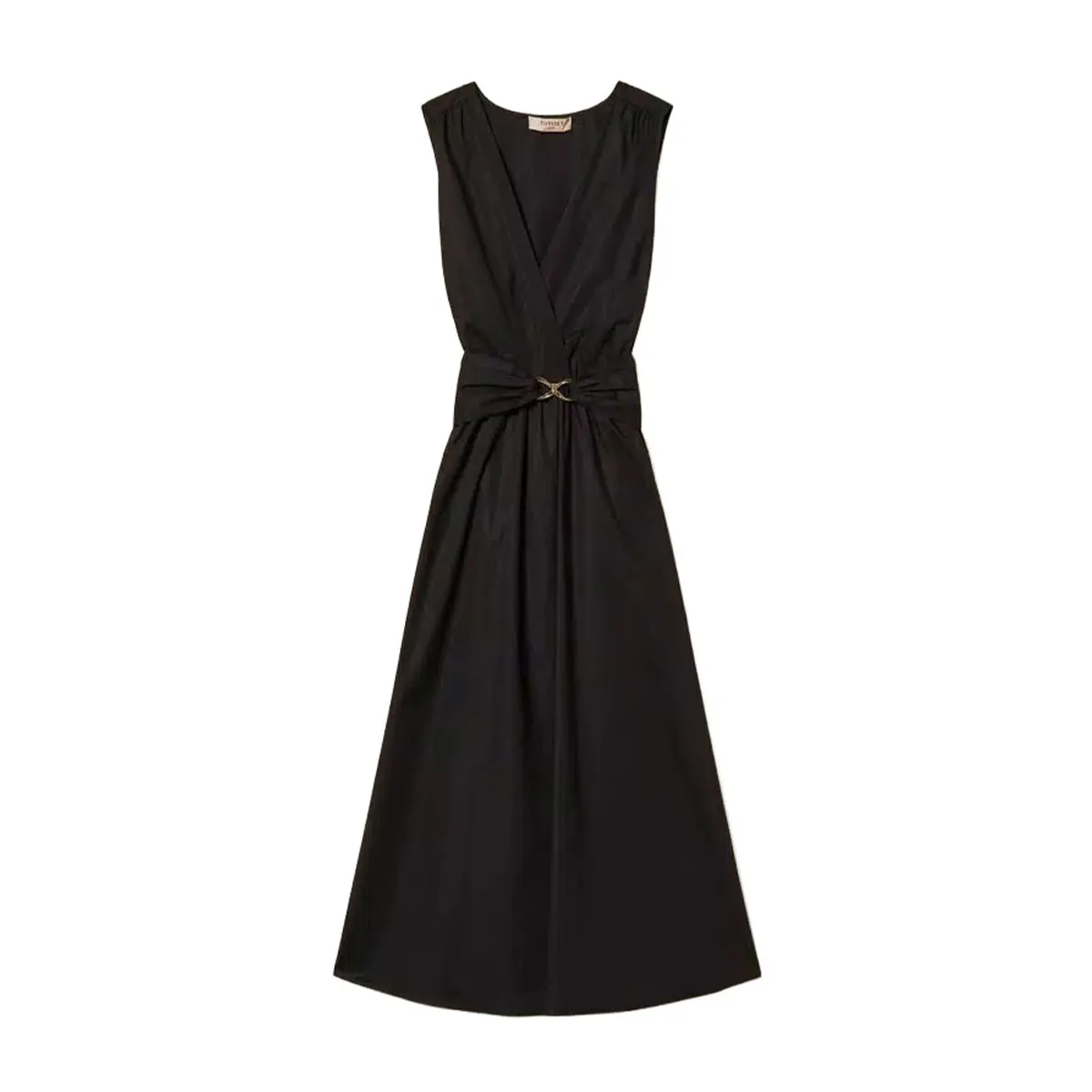 Poplin Midi Dress with Logo Belt