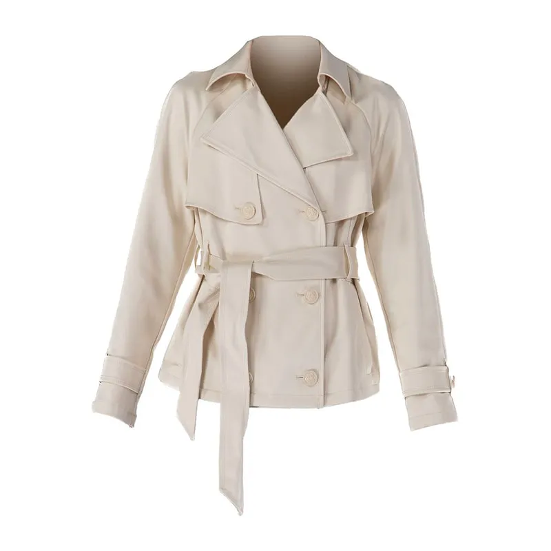 Short satin trench coat