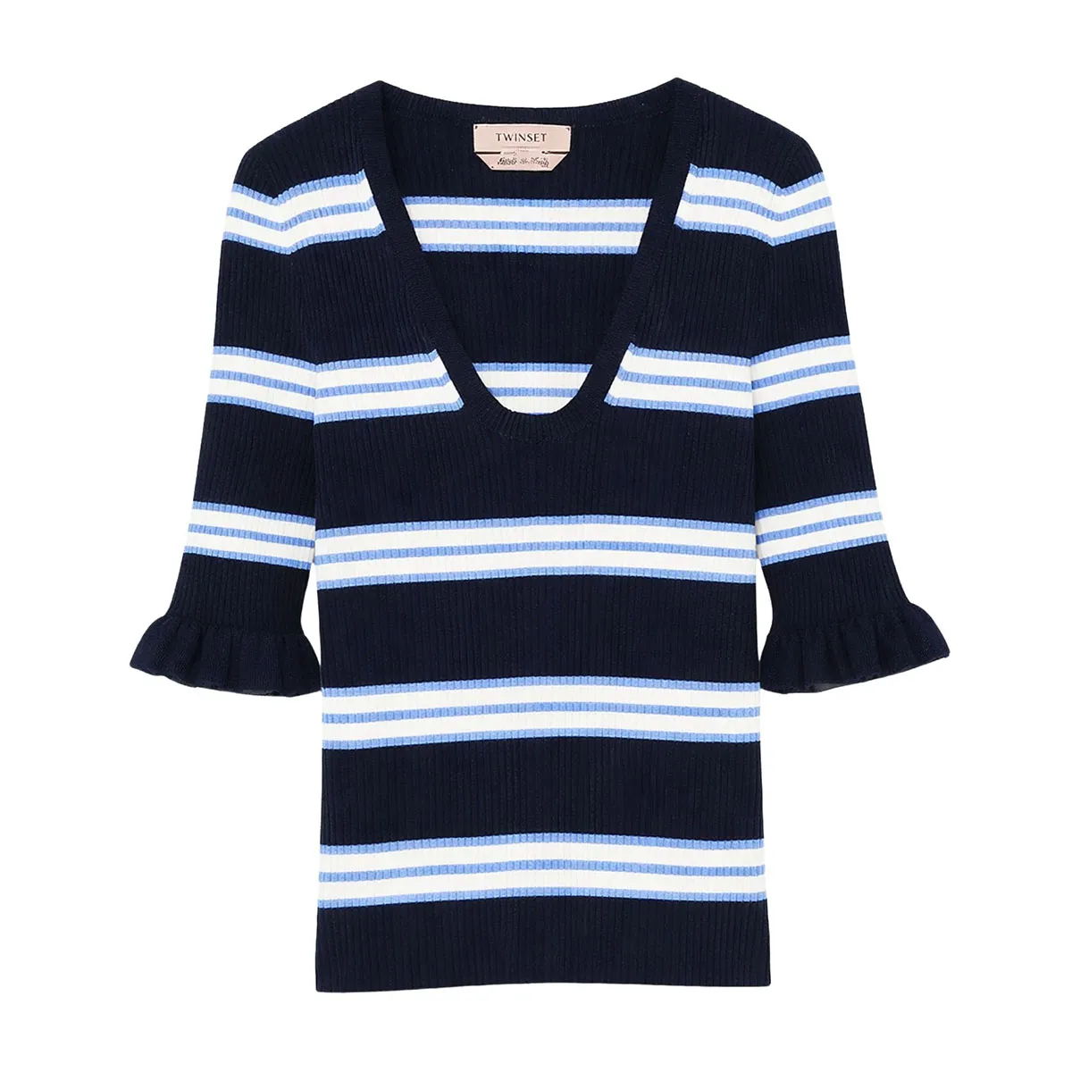 Women's short-sleeved striped sweater
