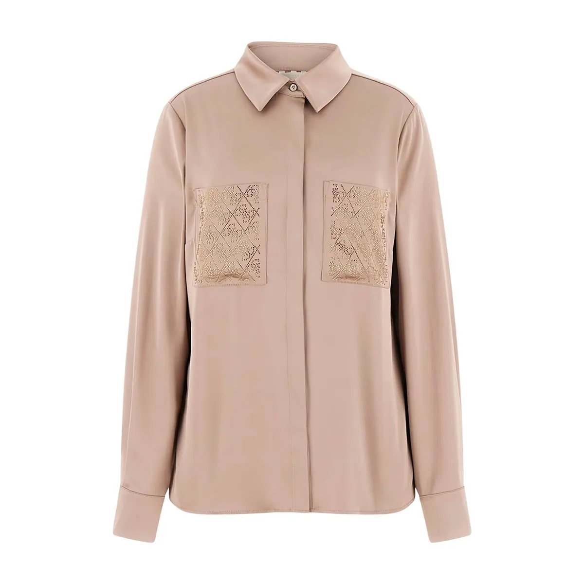 Satin shirt with decorative elements
