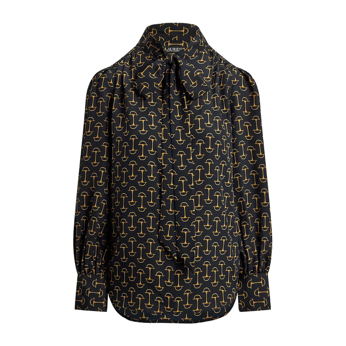 Women's blouse with tie at the neckline