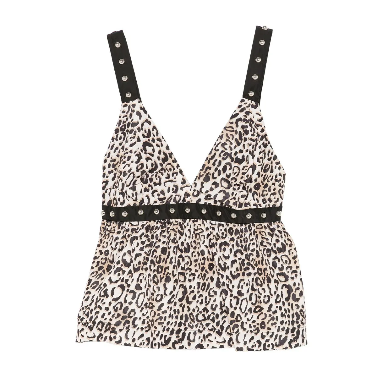 Leopard blouse with studs