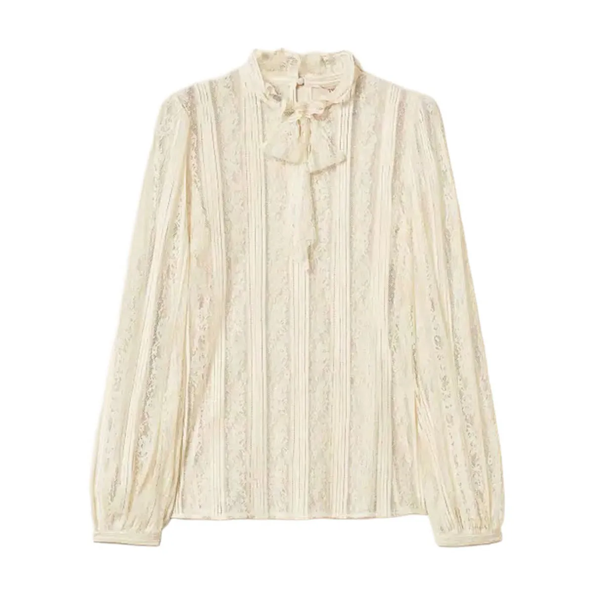 Women's lace blouse with bow