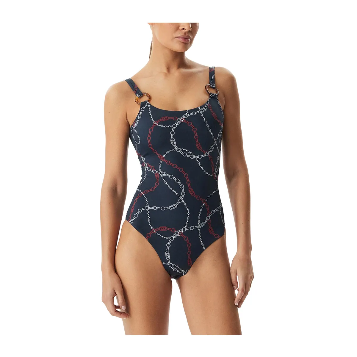 One-piece swimsuit with decorative elements