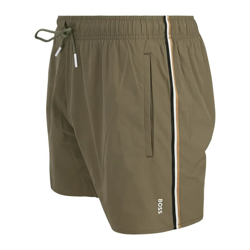 Swim shorts with signature stripe