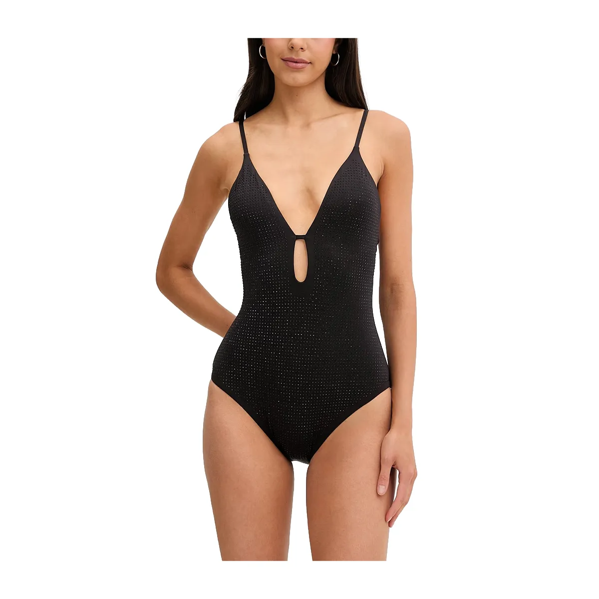 One-piece swimsuit with rhinestones