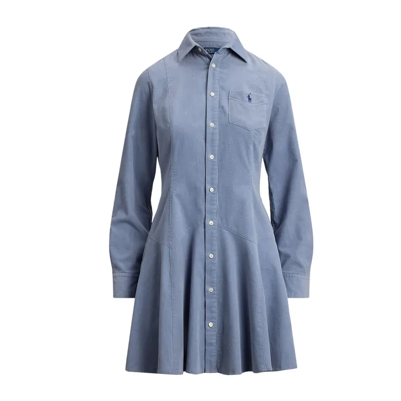 Cotton Corduroy A-Line Shirtdress