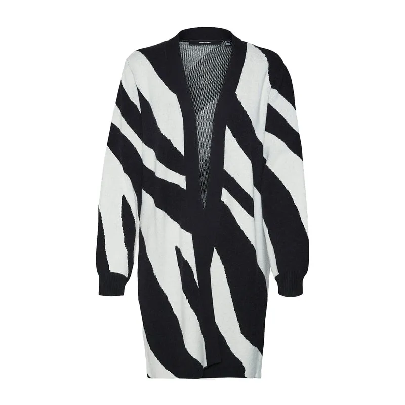 Knitted cardigan with zebra stripes