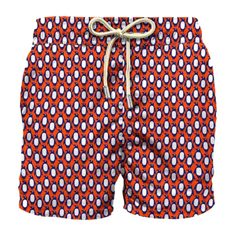 Swimming shorts with penguin print