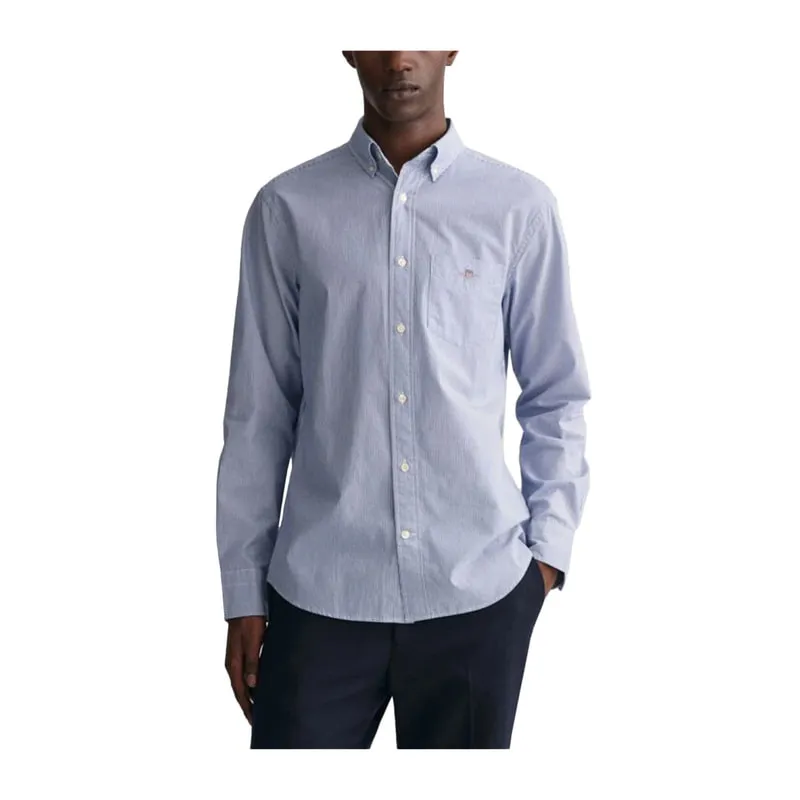 Men's striped poplin shirt