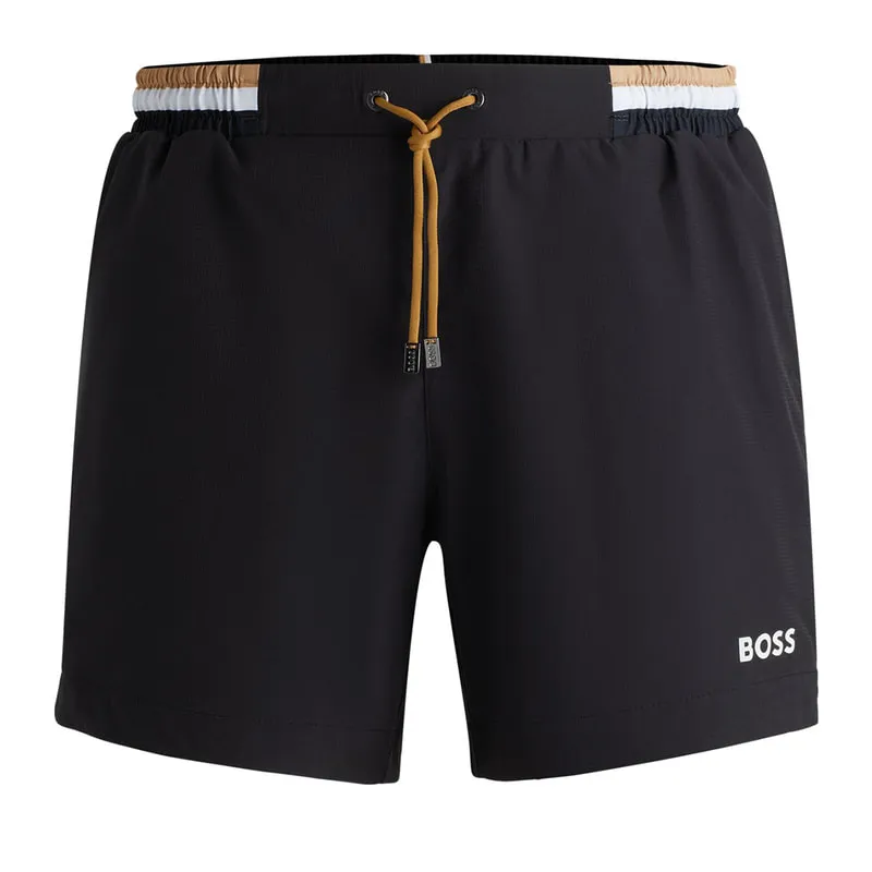 Sporty swim shorts with contrast logo
