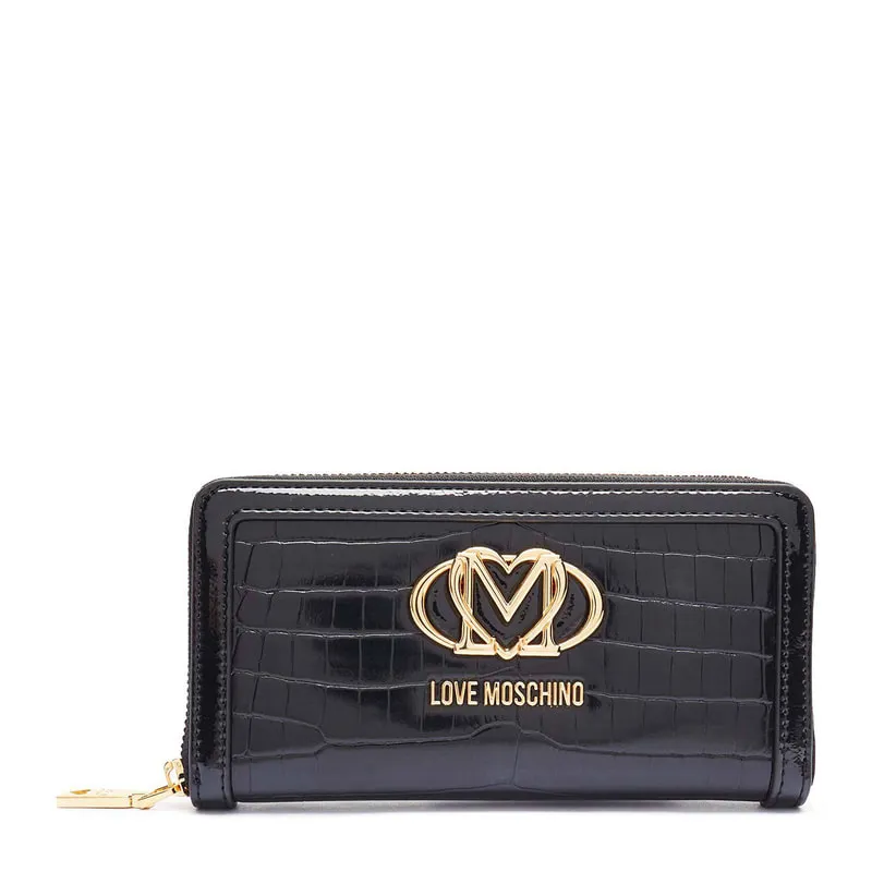 Wallet with metal logo