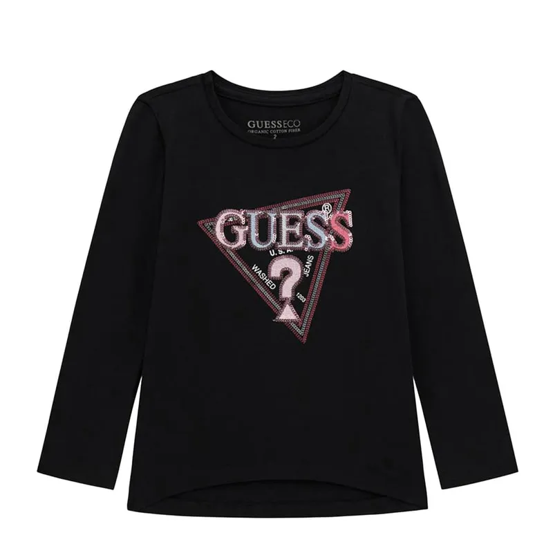 Long sleeve T-shirt with sequin triangle logo