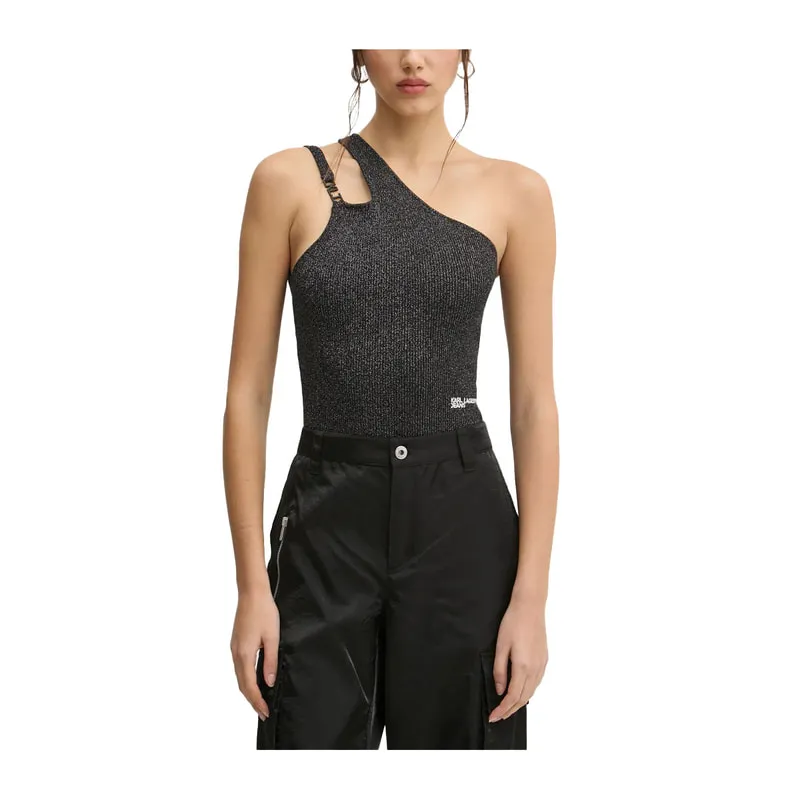 Metallic one-shoulder top