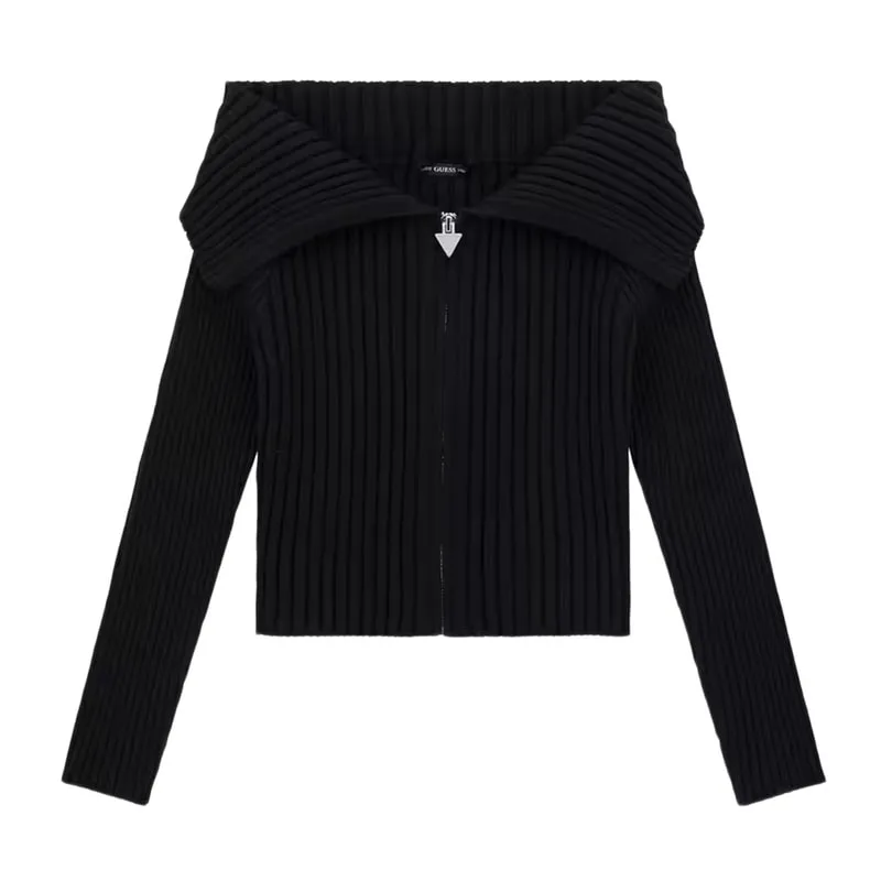 Knitted cardigan with logo on the zipper