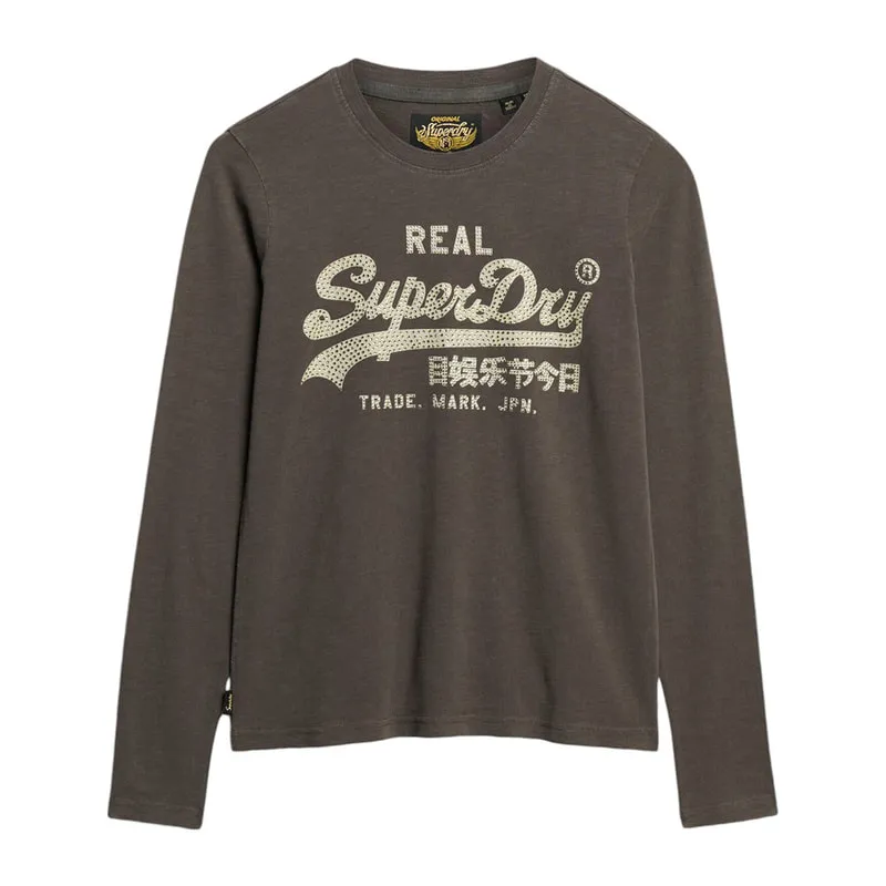 Blouse with rhinestone logo