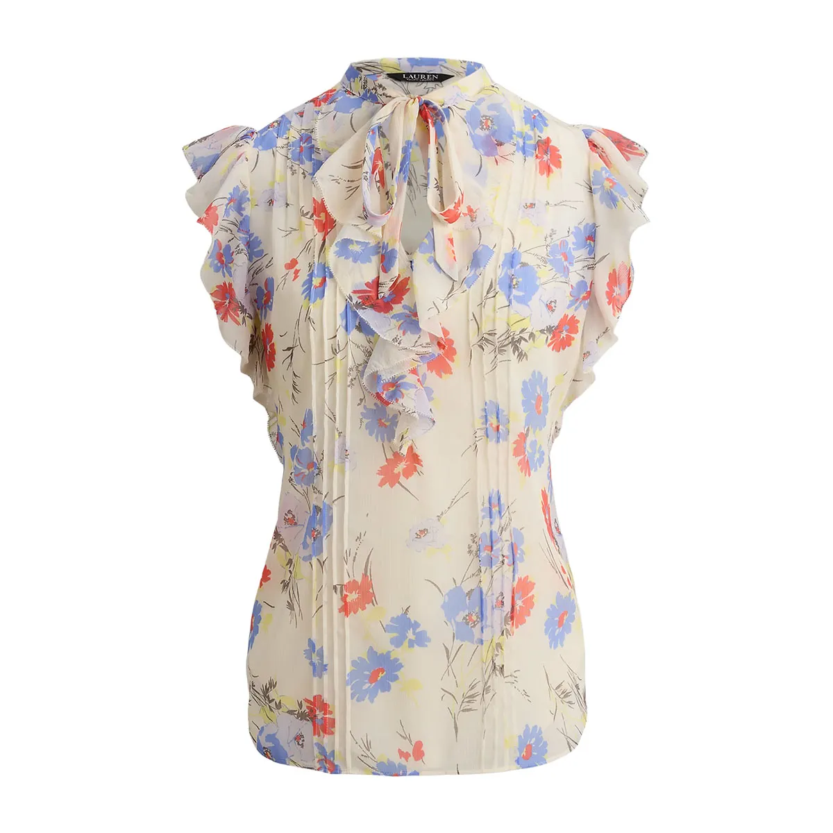 Floral blouse with tie at the neck