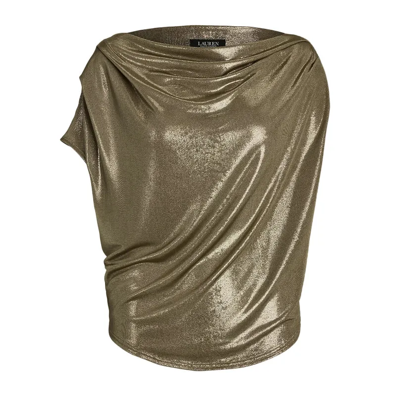 Off-the-shoulder metallic blouse