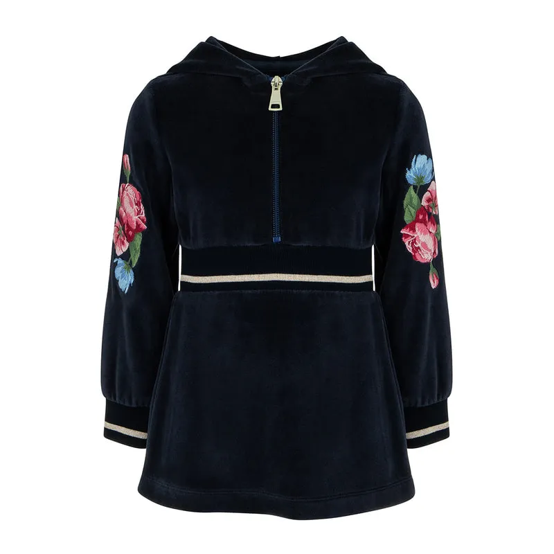 Velvet dress with hood
