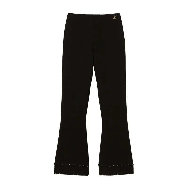Knitted pants with rhinestones