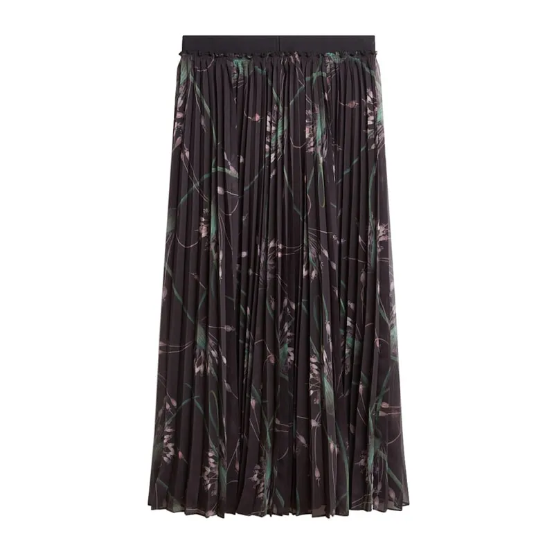 Pleated skirt with floral pattern