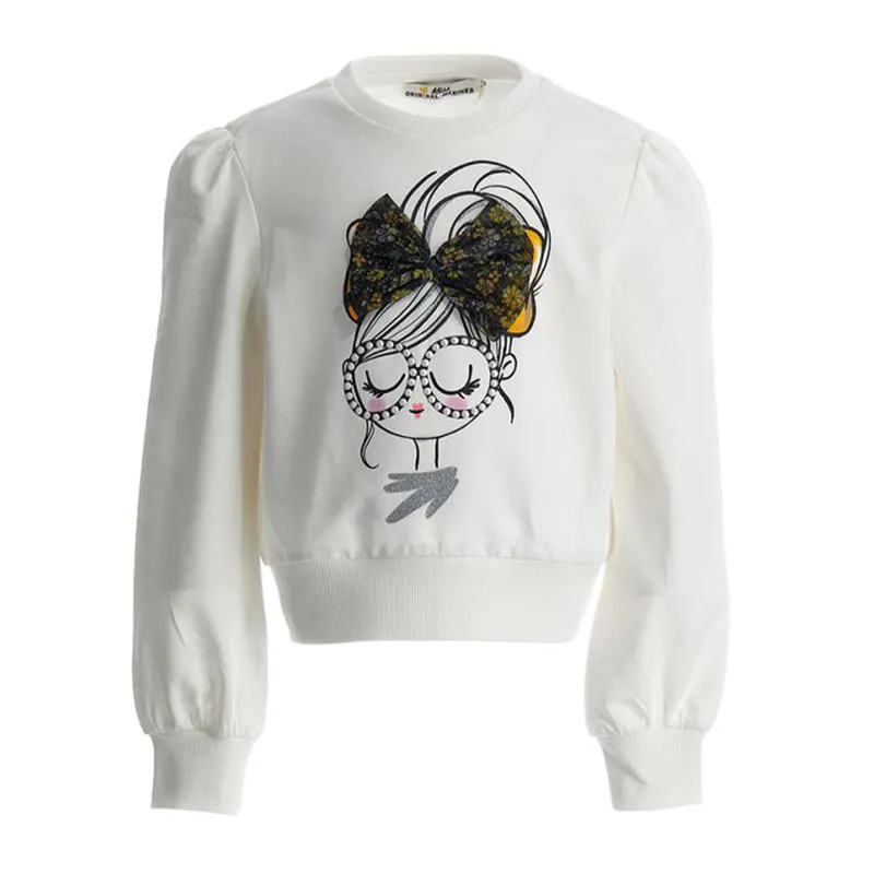 Sweater with pearl and tulle