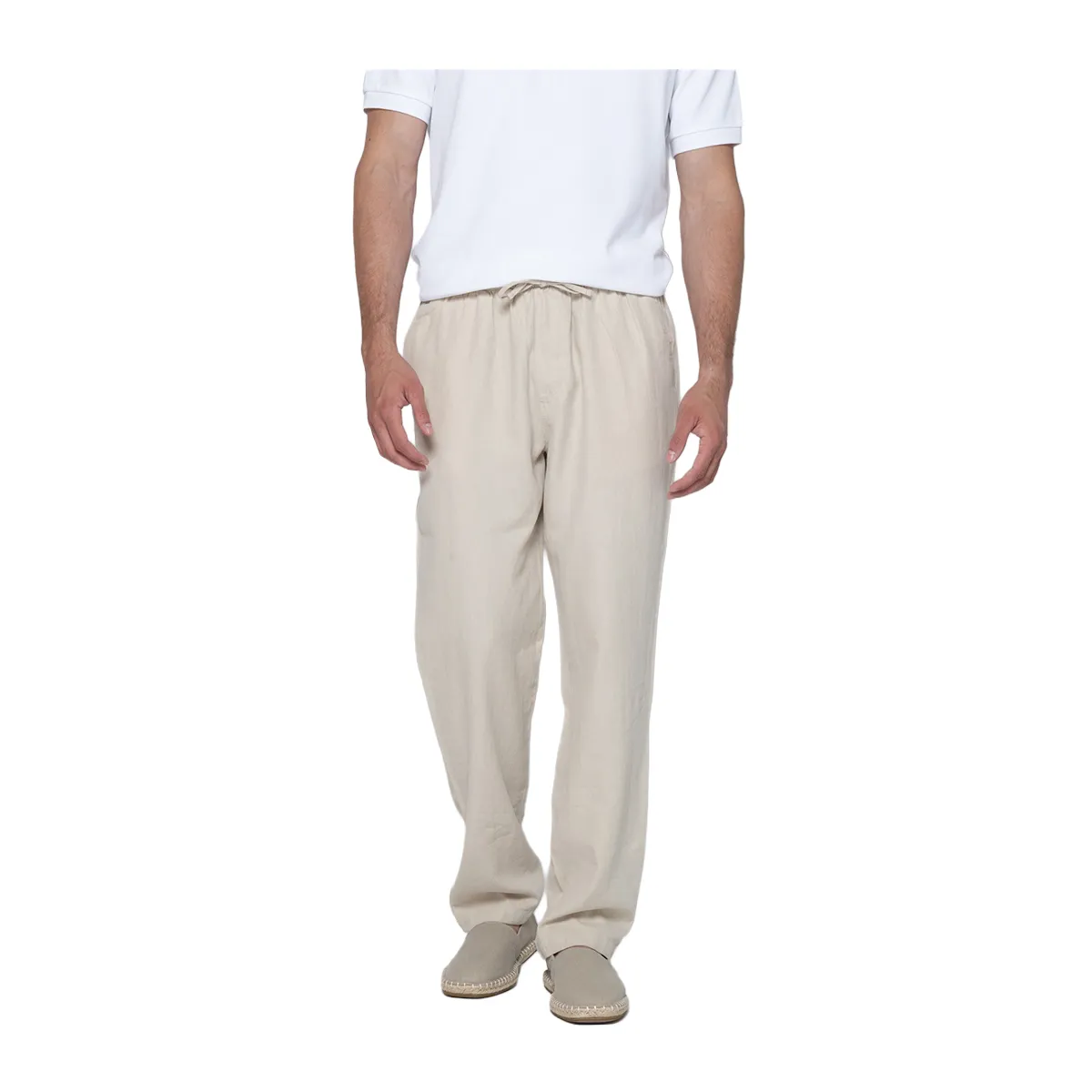 Linen pants with a loose fit