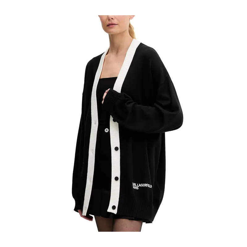 Πλεκτή ζακέτα με λεπτομέρεια σε χρώμα αντίθεσης