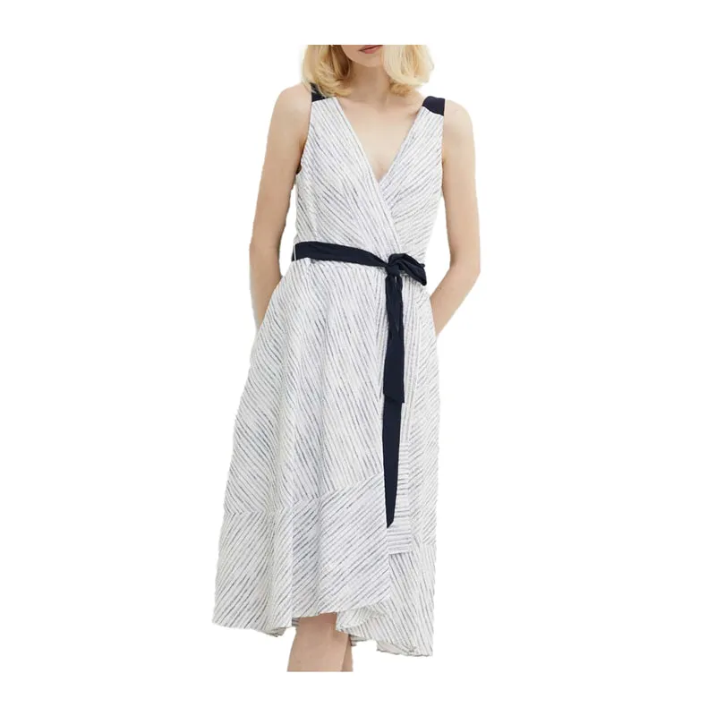 Dress with contrasting belt and strap