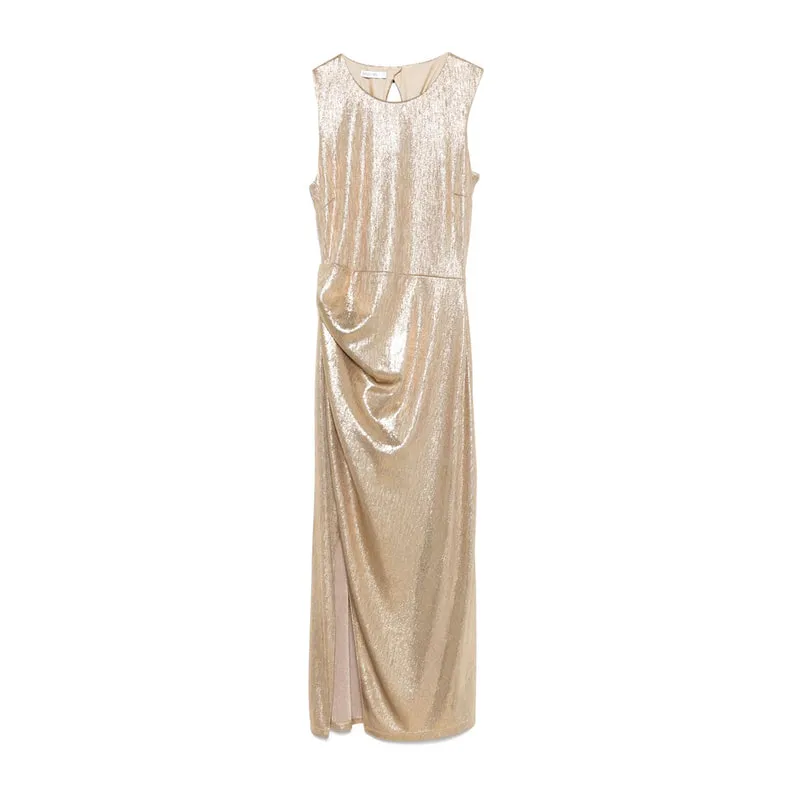 Midi dress with metallic effects