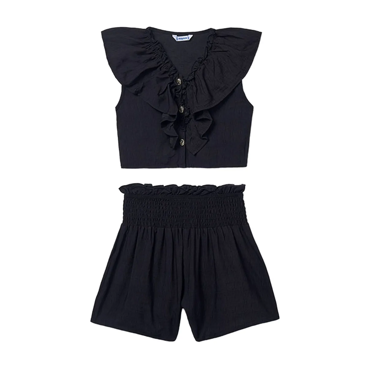 Kid's set with shorts and a ruffled blouse
